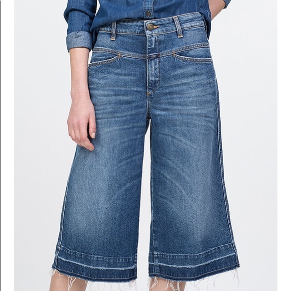 $245 closed hem frayed hem culotte jeans - Picture 6 of 7